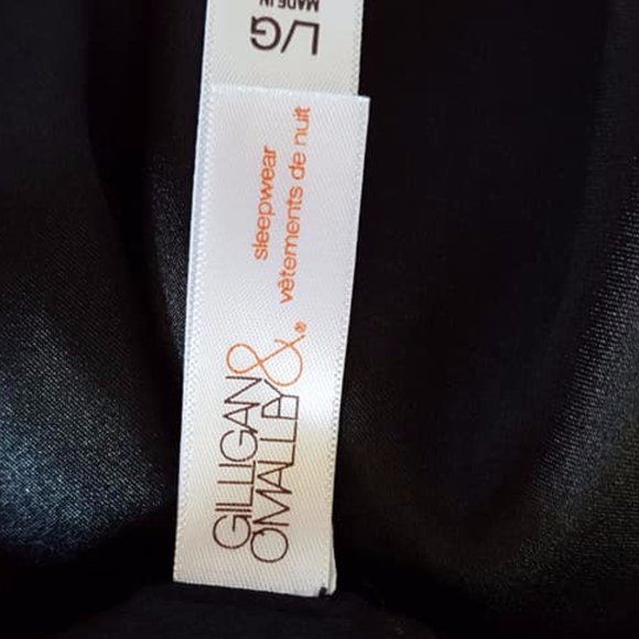 Gilligan & O'Malley Black Satin Sleep Shirt Large - Picture 2 of 8